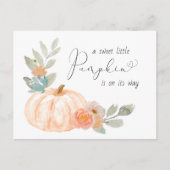 Invitation Carte Postale Baby shower d'aquarelle Citrouille doux (Devant)