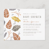 Invitation Carte Postale Baby shower d'automne des feuilles de moutarde (Devant)