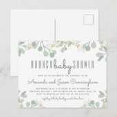 Invitation Carte Postale Baby shower de brunch botanique Eucalyptus Foliage (Devant / Derrière)