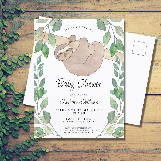 Invitation Carte Postale Baby shower de fentes mignonne