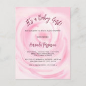 Invitation Carte Postale Baby shower de fille à fleurs rose doux (Devant)