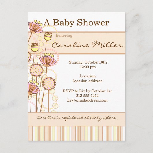 Invitation Carte Postale Baby shower de fleurs Super sucrées (Devant)