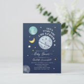 Invitation Carte Postale Baby shower de la typographie spatiale (Debout devant)