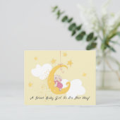 Invitation Carte Postale Baby shower de lune de lapin doux (Debout devant)