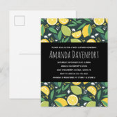 Invitation Carte Postale Baby shower de Motif de citron jaune et de citron  (Devant / Derrière)