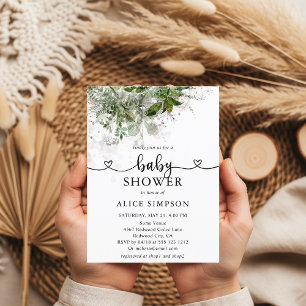 Invitation Carte Postale Baby shower de verdure Boho Budget