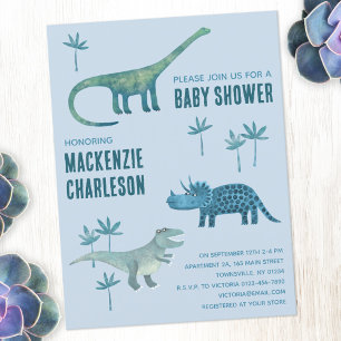 Invitation Carte Postale Baby shower Dinosaur