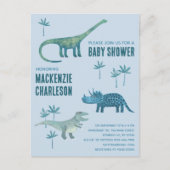 Invitation Carte Postale Baby shower Dinosaur (Devant)
