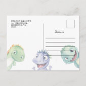 Invitation Carte Postale Baby shower Dinosaure Aquarelle Cute (Dos)