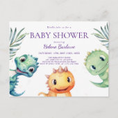 Invitation Carte Postale Baby shower Dinosaure Aquarelle Cute (Devant)