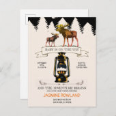 Invitation Carte Postale Baby shower d'orignal rustique (Devant / Derrière)