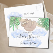 Invitation Carte Postale Baby shower du mignon Sloth Boy