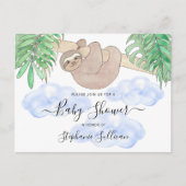 Invitation Carte Postale Baby shower du mignon Sloth Boy (Devant)