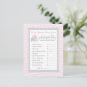 Invitation Carte Postale Baby shower Eléphant rose et gris Guest Prix Jeu (Debout devant)