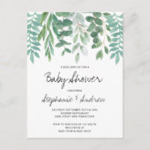 Invitation Carte Postale Baby shower Eucalyptus verdure (Devant)