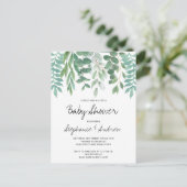 Invitation Carte Postale Baby shower Eucalyptus verdure (Debout devant)