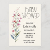Invitation Carte Postale Baby shower fleur sauvage Boho (Devant)