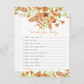 Invitation Carte Postale Baby shower floral d'automne souhaits pour bébé (Devant / Derrière)