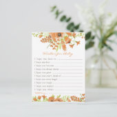 Invitation Carte Postale Baby shower floral d'automne souhaits pour bébé (Debout devant)