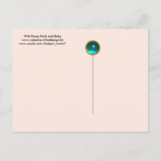 INVITATION CARTE POSTALE BABY SHOWER GARÇON STORK, MONOGRAM ROSE SAUVAGE RO (Dos)