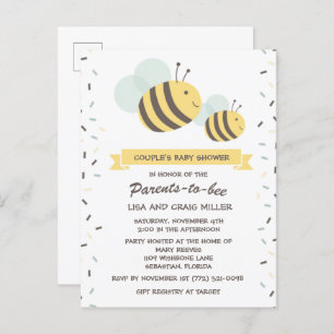 Invitation Carte Postale Baby shower Invi de Parents to Bee Bumblebee Coupl