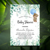 Invitation Carte Postale Baby shower jeune garçon forêt d'eucalyptus