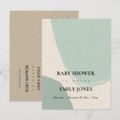 INVITATION CARTE POSTALE BABY SHOWER KRAFT AQUA BLEU ABSTRAIT MODERNE (Devant / Derrière)