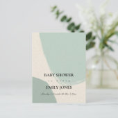 INVITATION CARTE POSTALE BABY SHOWER KRAFT AQUA BLEU ABSTRAIT MODERNE (Debout devant)