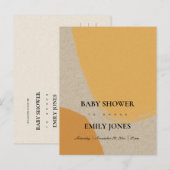 INVITATION CARTE POSTALE BABY SHOWER KRAFT ORANGE RUST ABSTRAIT MODERNE (Devant / Derrière)