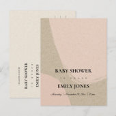 INVITATION CARTE POSTALE BABY SHOWER KRAFT ROSE MODERNE ABSTRAIT DOUX (Devant / Derrière)
