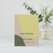 INVITATION CARTE POSTALE BABY SHOWER KRAFT VERT LIME ABSTRAIT MODERNE (Debout devant)