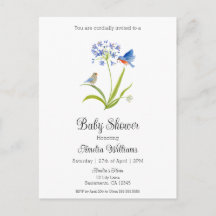 Baby Shower Lily avec Mère et Bébé Oiseau Bleu 