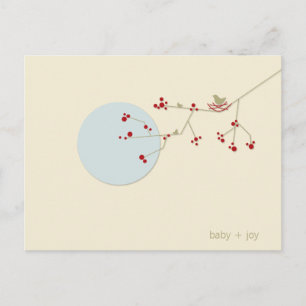 Invitation Carte Postale Baby shower lunaire de l'arbre généalogique de nid