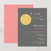 Invitation Carte Postale Baby shower lunaire de l'arbre généalogique de nid (Devant / Derrière)
