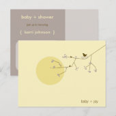 Invitation Carte Postale Baby shower lunaire de l'arbre généalogique de nid (Devant / Derrière)