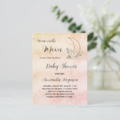 Invitation Carte Postale Baby shower lune blush rose or fille (Debout devant)