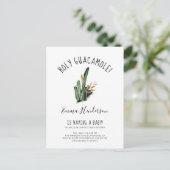 Invitation Carte Postale Baby Shower mexicain Holy Guacamole Cactus (Debout devant)