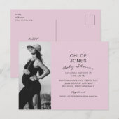 Invitation Carte Postale Baby shower moderne simple photo rose (Devant / Derrière)
