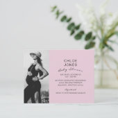 Invitation Carte Postale Baby shower moderne simple photo rose (Debout devant)