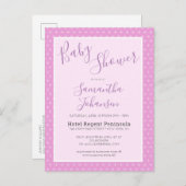 Invitation Carte Postale Baby shower Motif moderne simple rose (Devant / Derrière)