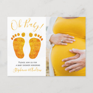Invitation Carte Postale Baby shower Oh Baby Photo Couples