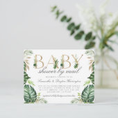 Invitation Carte Postale Baby shower Or Tropical Moderne Par Courrier (Debout devant)