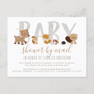 Invitation Carte Postale Baby shower par la poste d'animaux de bois de Whim
