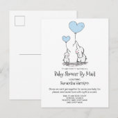 Invitation Carte Postale Baby shower Par Mail Maman Baby Elephant Boy Blue (Devant / Derrière)