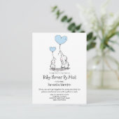 Invitation Carte Postale Baby shower Par Mail Maman Baby Elephant Boy Blue (Debout devant)