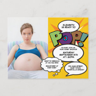 Invitation Carte Postale Baby Shower Photo Genre Neutre Fun Moderne