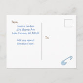 Invitation Carte Postale Baby shower pour bébé et ours en peluche Invitatio (Dos)