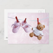 Invitation Carte Postale Baby shower pour fille (Devant / Derrière)