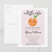 Invitation Carte Postale Baby shower rose Little Cutie (Devant / Derrière)