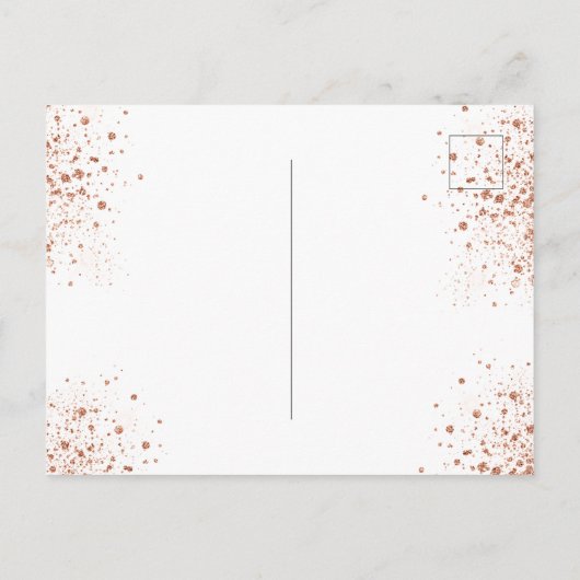 Invitation Carte Postale Baby shower rose parties scintillant d'or éléphant (Dos)